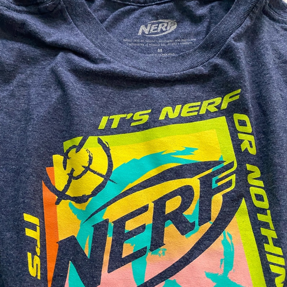 Medium Size Nerf Navy Graphic Tee Medium Lime Green Old Navy Athletic Shorts - Picture 2 of 4